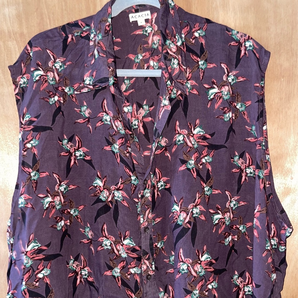 Acacia Swimwear Kelia Top Orchid Print Size XL Beachwear